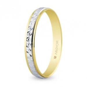 Alianza de boda facetada bicolor 3mm (5230108)