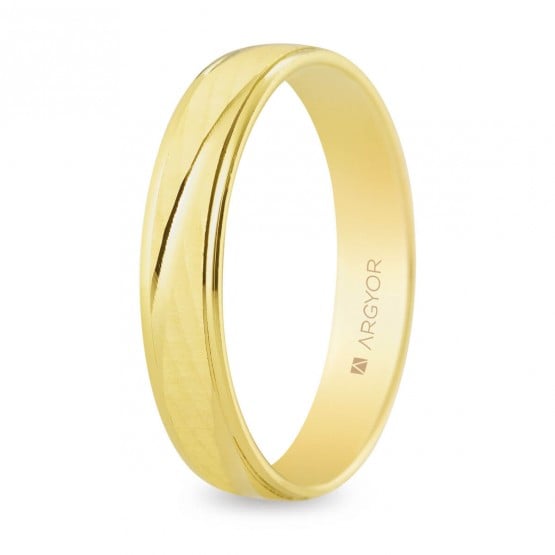 Alianza de boda oro estriada con diagonales 4mm (5140329)