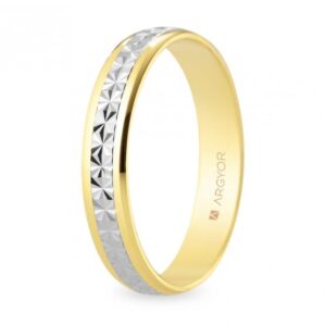 Alianza de boda dos oros facetada de 4mm (5240108)
