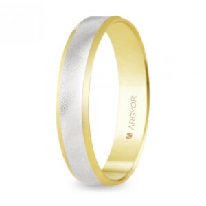 Alianza de boda bicolor dos oros estriado 4mm (5240308)