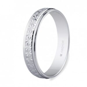 Alianza oro blanco diamantada brillo 4mm (5B40108)