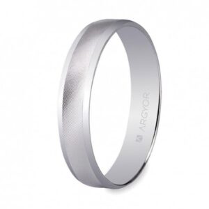 Alianza de oro blanco banda central diagonales 4mm (5B40308)