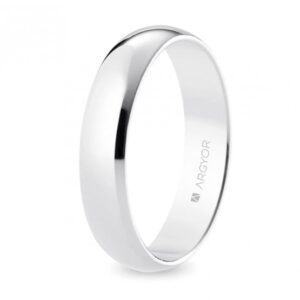 Alianza de oro blanco clásica media caña 4mm (5B405)