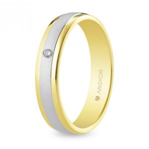 Alianza de boda bicolor con diamante 4mm (5240044D)