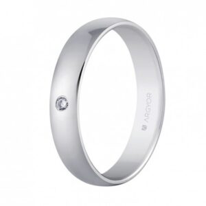 Alianza de oro blanco con diamante clásica 4 mm (554B1001)