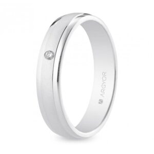 Alianza de oro blanco y diamante 4mm (5B40044D)