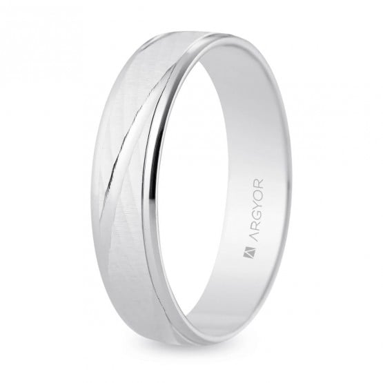 Alianza boda oro blanco estriada 5mm (5B50329)
