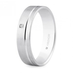 Alianza oro blanco diamante 5mm ranurada confort (5B50316P)