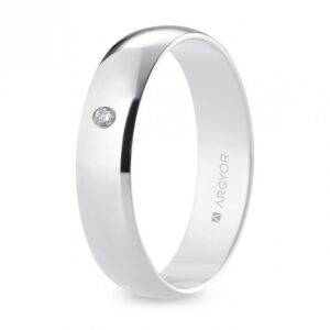 Alianza de oro blanco con diamante acabado brillo 5mm (5B505D)
