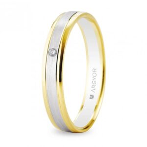 Alianza de boda oro bicolor con diamante (5240496D)