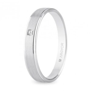 Alianza oro blanco con diamante 4mm confort (554B1397)