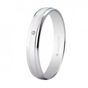 Alianza de boda de oro blanco y diamante (5B35495D)