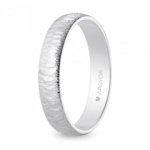 Alianza de boda artesanal 4 mm oro blanco (5B40555)
