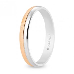 Alianza de boda bicolor blanco/rosa 3,5mm (5C35547)