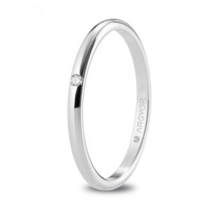Alianza de boda de oro blanco con diamante brillante (5B18529D)