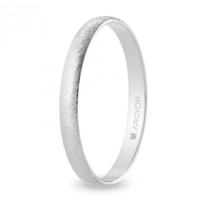 Alianza de boda oro blanco media caña 2,5 mm acabado hielo (B25RH00)