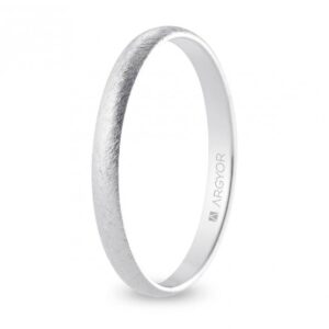 Alianza de boda oro blanco media caña 2,5 mm confort acabado hielo (B25CH00)