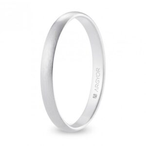 Alianza de boda oro blanco media caña 2,5 mm confort satinada (B25CS00)