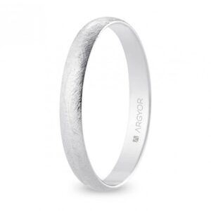 Alianza de boda oro blanco media caña 3 mm acabado hielo (B30RH00)