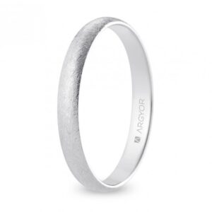 Alianza de boda oro blanco media caña 3 mm confort acabado hielo (B30CH00)