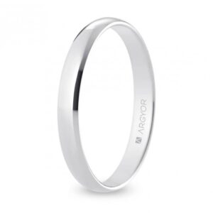 Alianza de boda oro blanco media caña 3 mm confort (B30CP00)