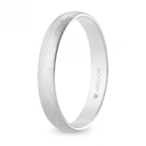 Alianza de boda oro blanco media caña 3,5 mm acabado hielo (B35RH00)