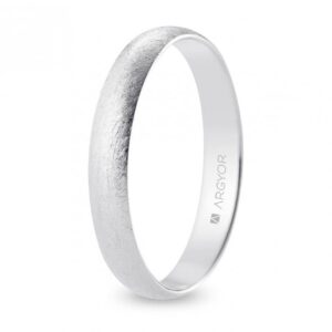 Alianza de boda oro blanco media caña 3,5 mm confort acabado hielo (B35CH00)