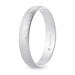 Alianza de boda oro blanco media caña 4 mm acabado hielo (B40RH00)