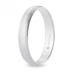 Alianza de boda oro blanco media caña 4 mm confort acabado hielo (B40CH00)