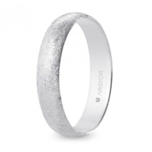 Alianza de boda oro blanco media caña 4,5 mm acabado hielo (B45RH00)