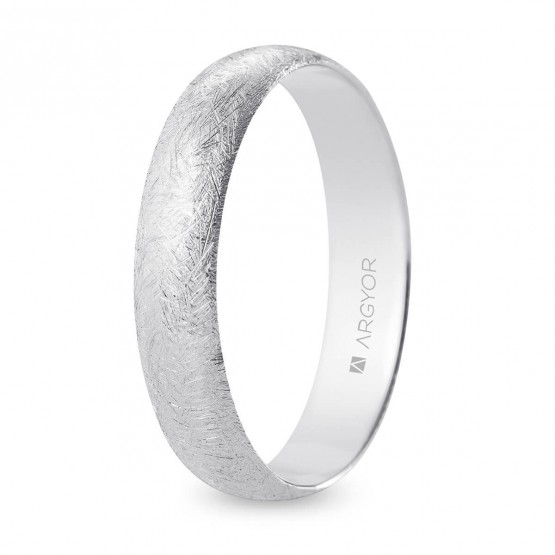 Alianza de boda oro blanco media caña 4,5 mm confort acabado hielo (B45CH00)