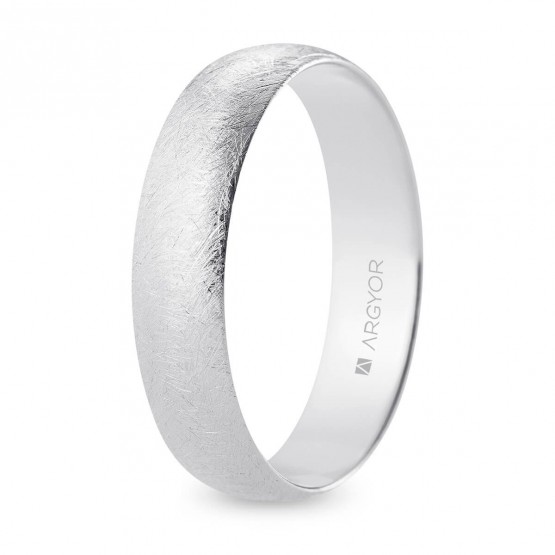 Alianza de boda oro blanco media caña 5 mm acabado hielo (B50RH00)
