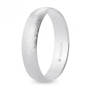 Alianza de boda oro blanco media caña 5 mm confort acabado hielo (B50CH00)