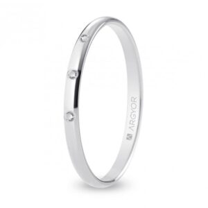 Alianza de boda oro blanco y diamante media caña 2 mm confort (B20CP3D)