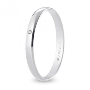 Alianza de boda oro blanco y diamante media caña 2,5 mm (B25RP1D)