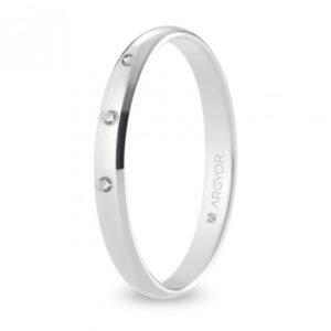 Alianza de boda oro blanco y diamante media caña 2,5 mm confort (B25CP3D)