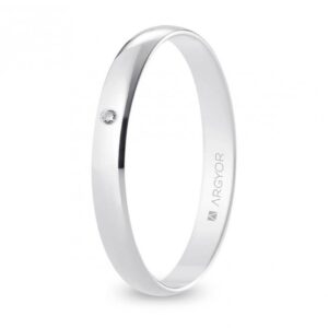 Alianza de boda oro blanco y diamante media caña 3 mm (B30RP1D)