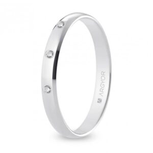 Alianza de boda oro blanco y diamante media caña 3 mm confort (B30CP3D)