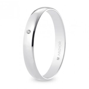 Alianza de boda oro blanco y diamante media caña 3,5 mm (B35RP1D)