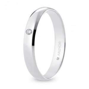 Alianza de boda oro blanco y diamante media caña 3,5 mm confort (B35CP1D)