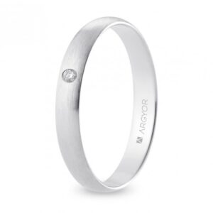 Alianza de boda oro blanco y diamante media caña 3,5 mm confort satinada (B35CS1D)