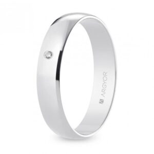 Alianza de boda oro blanco y diamante media caña 4,5 mm (B45RP1D)