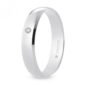Alianza de boda oro blanco y diamante media caña 4,5 mm confort (B45CP1D)