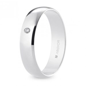 Alianza de boda oro blanco y diamante media caña 5 mm (B50RP1D)