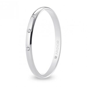 Alianza de boda oro blanco y diamantes media caña 2 mm (B20RP3D)