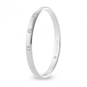 Alianza de boda oro blanco y diamantes media caña 2 mm confort satinada (B20CS3D)