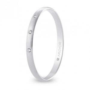Alianza de boda oro blanco y diamantes media caña 2 mm satinada (B20RS3D)