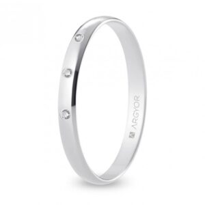Alianza de boda oro blanco y diamantes media caña 2,5 mm (B25RP3D)