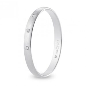 Alianza de boda oro blanco y diamantes media caña 2,5 mm satinada (B25RS3D)