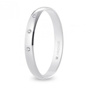 Alianza de boda oro blanco y diamantes media caña 3 mm (B30RP3D)